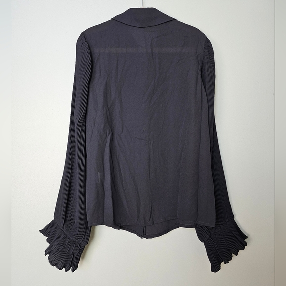 Area Stars Lee Blouse Pleated Puff Sleeve Button-Down Top, Black, Size XS NWT - Picture 8 of 13
